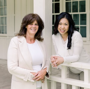 Nora Pope and Jessia Liu on porch